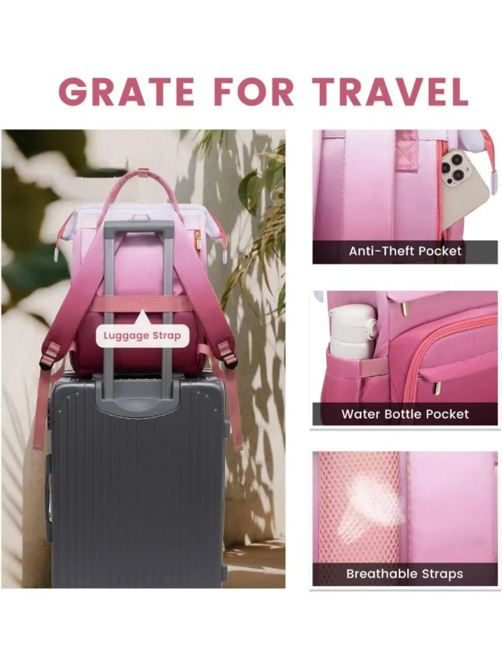 Stylish Gradient Laptop Backpack for Women | Work & College Computer Bag